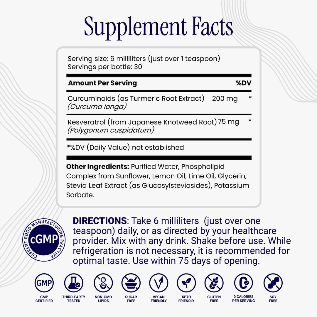 Rho Nutrition Liposomal Curcumin + Resveratrol, 12 fl oz (2 x 6 oz) – Double Pack!